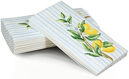 Toalhas de mão dispensáveis ​​de hóspedes descartáveis ​​para banheiros-Design de listras e limões-toalhas de papel descartáveis