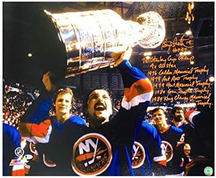 Bryan Trottier Stats autografou o New York Islanders 20x24 Photo Bas