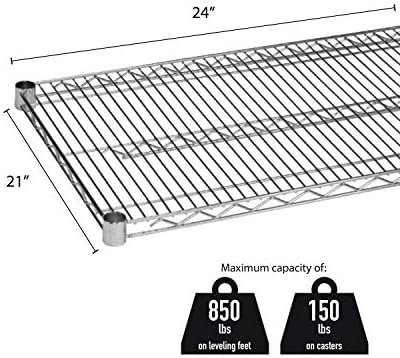 Thunder Group Chrome Plates de arame banhado 21 x 24 com lascas de plástico de 4 conjuntos, vem em 2 prateleiras