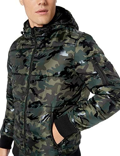 Adivinhe jaqueta de soprador de estampa de capuz masculina com capuz