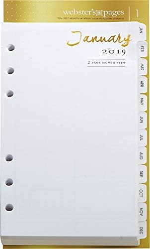 Páginas de Webster 2019 calendário de tamanho pessoal datado