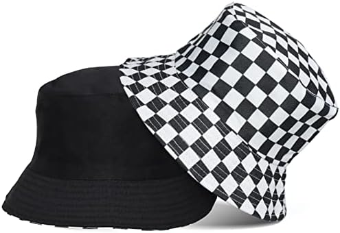 LittleMax Bucket Hat for Mull Men, adolescentes, Double Side Wear Double Wear Outdoor Fisherman Hat Sun Cap Viagem de Viagem