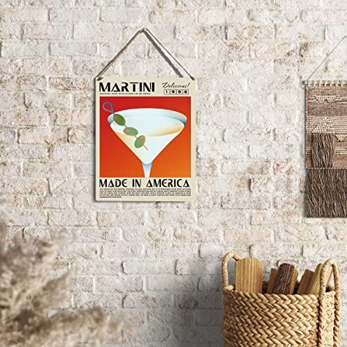 Decoração engraçada de coquetel de coqueti martini placa de madeira Placa Posters pendurados Posters de arte 8 ”x10”