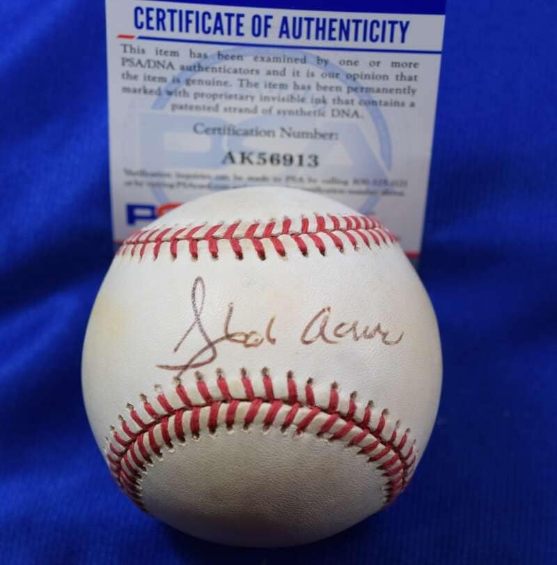 Hank Aaron PSA DNA CoA Autograph National League ONL Assinou Baseball 5