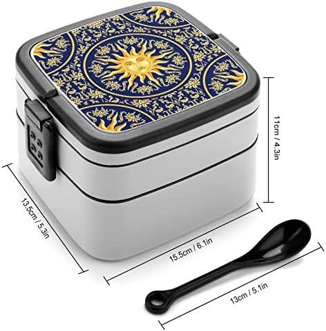 Celestial Baroque Blue Gold Double Cayer Bento Box Box Recipiente de refeição para trabalho Offce Picnic
