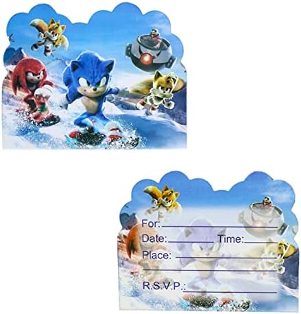 20pcs Sonic Birthday Invitation Cards Sonic Invitation Cards for Kids Sonic Birthday Party Supplies