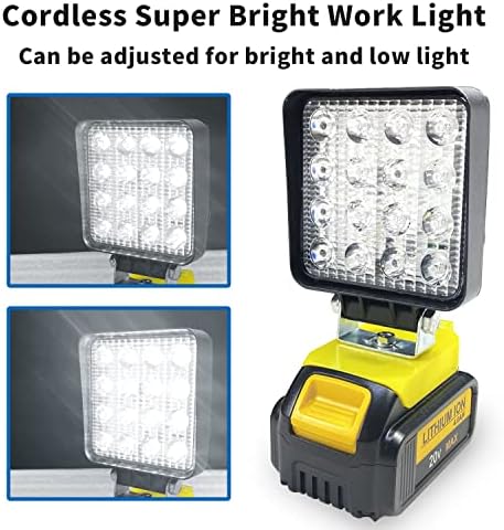 Luz de trabalho LED para DeWalt 18V Bateria 48W 3000 lúmen lúmen lanternas portáteis sem fio Luz de trabalho Luz para emergências