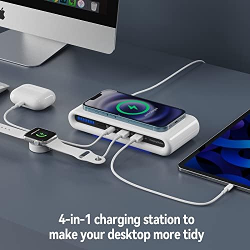 Carregador sem fio USB 30W Estação de carregamento sem fio para vários dispositivos com portas USB C Compatível para iPhone