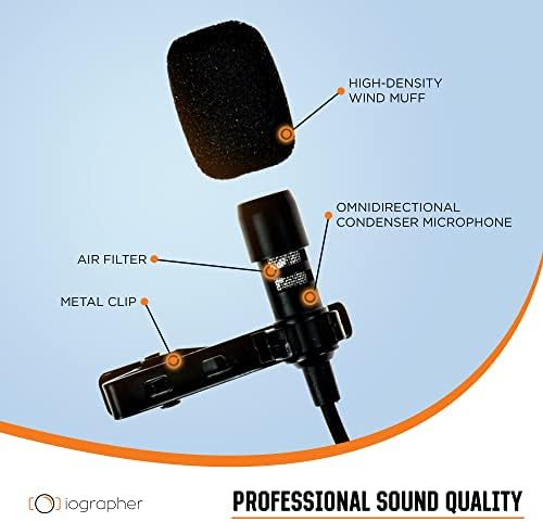 Microfone Lavalier - microfone de lapela, clipe no microfone, microfone de computador, microfone de gravação, microfone em vlogging - microfone lavado para iPhone, iPad, Android, DSLR | Excelente qualidade de som
