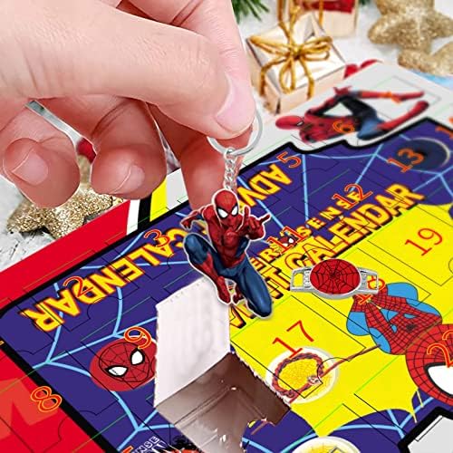 Calendário do Advento 2022 Calendário de contagem regressiva de Natal com 24pcs Presente exclusivo para meninos e meninos caixa cegada Spider Spider Super Hero Decor Charm Bracelet Broche