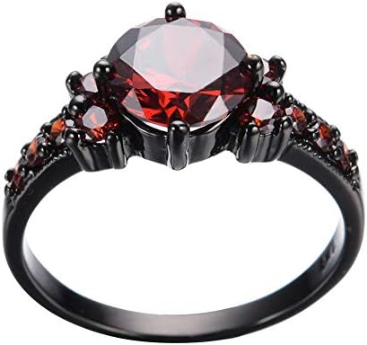 Play Pailin vintage rubi vermelho anel de granada 10kt preto preto sz 6-10 banda de promessas de casamento