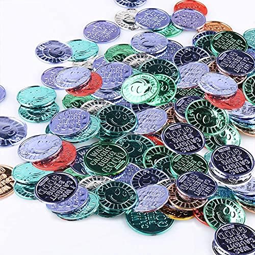 Coins de ouro pirata Conjunto de plástico de 1o0pcs, jogue moedas de tesouro de ouro para jogar suprimentos de festa,