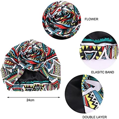 Czdyuf African Hair Cap for Sleepled impresso nacional de cetim de canto de capa de flores de flor Acessórios turbantes