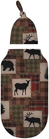 Lodge Rustic Bear Moose Deer Baby Swaddle Sack Cocoon Sack, Swaddle de algodão com conjunto de gorro, cobertor macio e confortável