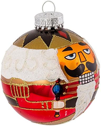 Kurt Adler Nutcracker Design Glass Ball Ornament, 80mm para o Natal