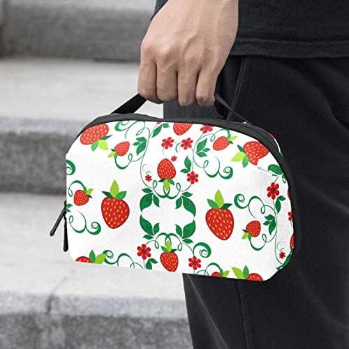 Organizador eletrônico, Bolsa de Bolsa Organizadora de Viagem Acessórios Eletrônicos Transporte Capa Portátil Saco de Armazenamento à prova d'água Para cabo, cordão, carregador, Strawberry Fruit Retro