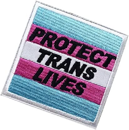 Protect Trans vidas slogan slogan rockabilly engraçado bordado ferro bordado em costura em patch rather emblema emblema de reparo decorativo artesanal para camisetas apliques de mochila