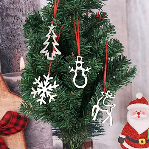 Decoração e artesanato de festa 4pcs ornamentos de rena de prata, árvore de natal de floco de neve ornamentos pendurados no boneco
