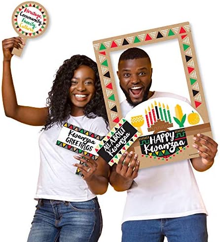 Big Dot of Happiness Happy Kwanzaa - African Heritage Holiday Party Selfie Photo Booth Picture Frame e adereços -