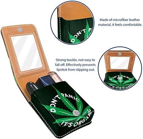 Mini estojo de batom com espelho para bolsa, cannabis folhas de folhas de maconha