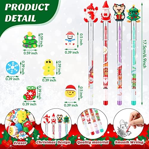 Lápis de push e variedade de lápis de push de push de Natal Mini A borracha de Natal decorados com lápis de recompensa de veado