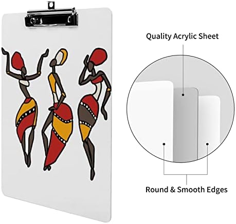 Figuras de dançarinos africanos acrílico quadros de quadro hardboard clipboards com clipe de clipe de baixo perfil A4 Tamanho