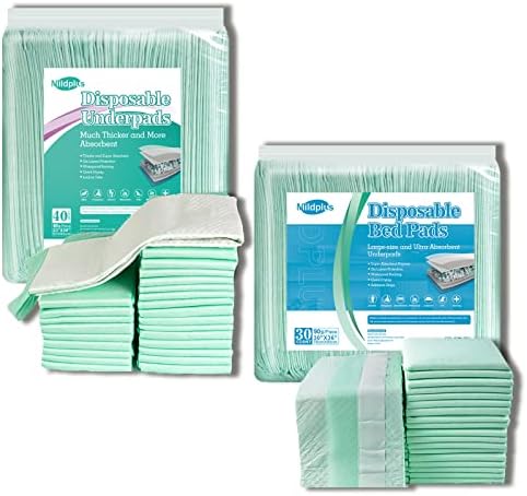 MildPlus Underpads descartáveis ​​com faixas adesivas 30x36 e 23x36 Almofadas de incontinência de absorção pesada,