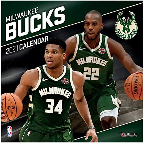 Turner Sports Milwaukee Bucks 2021 12x12 Calendário de parede da equipe