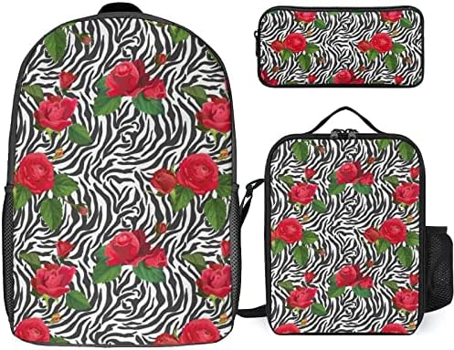 Conjuntos de mochilas da escola de pele e zebra para estudantes estampados estampados estampados com placas com