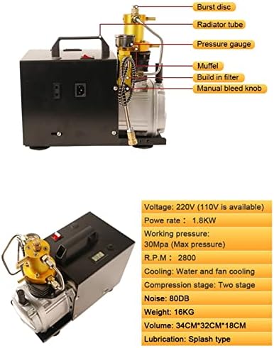 Kirandy TXES021 300BAR 4500PSI PCP elétrico compressor de alta pressão compressor de ar para inflador de tanque