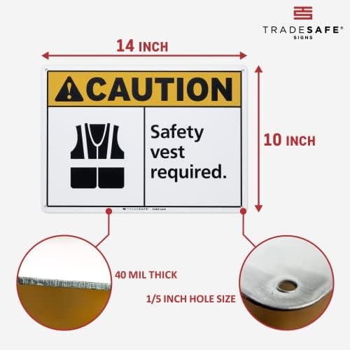 Colete de segurança TRADESAFE NECESSÁRIO DE EPIO NECESSÁRIO - Sinal de parede, Instalação rápida sinal de segurança de alumínio,