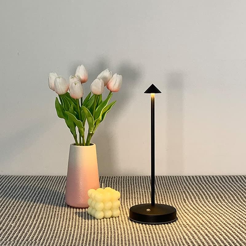 Lâmpada recarregável de mesa sem fio, lâmpada de mesa moderna de bateria preta, LED portátil Touch 2 níveis Lâmpada de barra