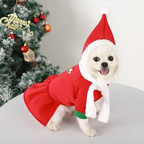 Fantasia de cão de natal filhome, vestido de cosplay de cães de natal traje de natal com santa chapéu de gato roupas