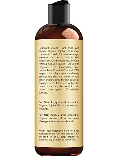 Handcraft USDA Organic Jojoba Oil 8 FL. Oz-óleo jojoba puro e natural para a pele, rosto e cabelo-Óleo de Jojoba Antienvelhecimento profundamente hidratante para homens e mulheres
