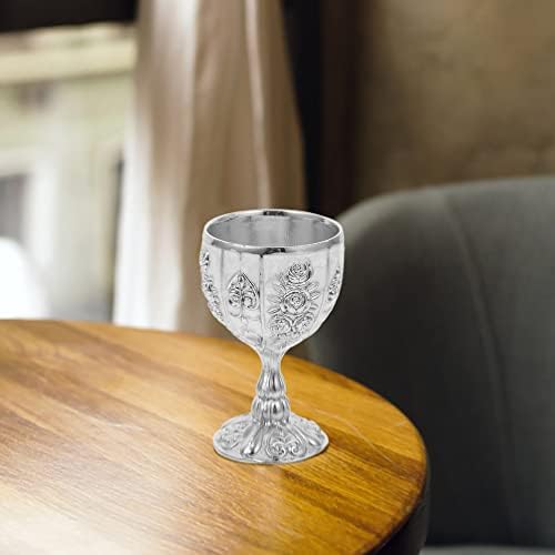 Fomiyes Whisky Chalice 2 PCs Metal com relevo de vinhos com copo de vidro de vidro de gravura de gravura de flor do padrão