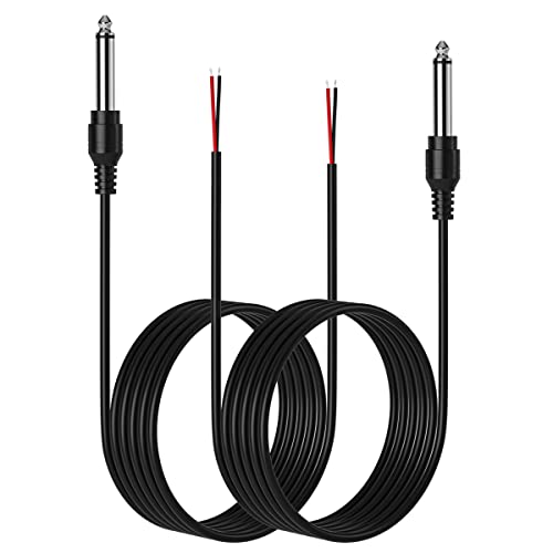 Siocen 2-Pack 6ft Substituição 6,35 mm Plugue masculino para arame descalço Terminado TS 2 Polo mono 1/4 HiFi Plug Jack Jack Deconjor Cabo de áudio, cabo de microfone para aplicação de DJ, reparo de conector DIY