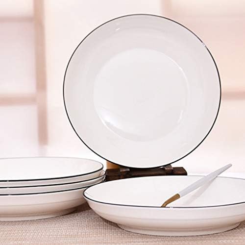 Loucaria de mesa de combinação de zldgyg com design de linha preta cerâmica, combinação simples e criativa de pratos