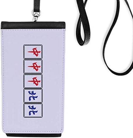 Grand Três Chefes Mahjong Tiles Phone Wallet Bolsa pendurada bolsa móvel bolso preto