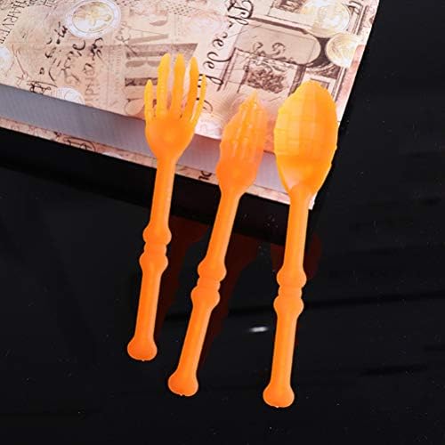 Doitool Servindo colheres 2 set salada de halloween colheres de esqueleto de mãos saladas pinças de halloween utensílios de mesa