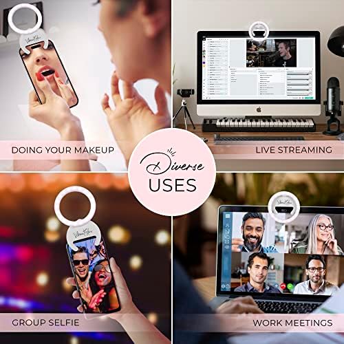 Clipe de luz do anel de telefone de brilho vibrante - Luz de anel de selfie rotativa para o telefone, laptop com cabo de carregamento