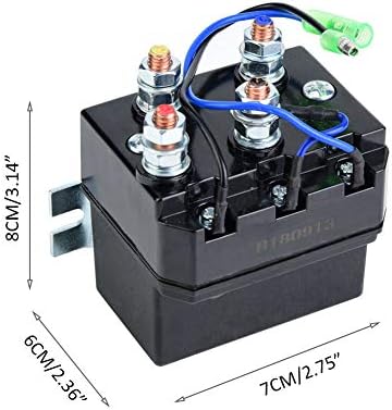 Contator de guincho solenóide, contatador elétrico de serviço pesado retransmissão de retransmissão de solenóides Contator de substituição de 1500 a 5000 lb ATV UTV Contactor Solenóide Relay, Black