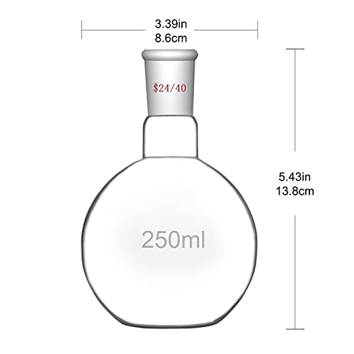 Flask de fundo plana de vidro de vidro borossilicato, com junta externa padrão do cone 24/40, 500ml