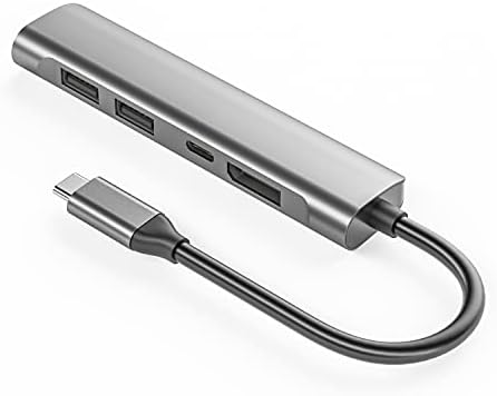 USB C para exibir adaptador multitor, portátil Hub Type-C para DisplayPort, porta de carregamento USB-C, 3 USB 2.0