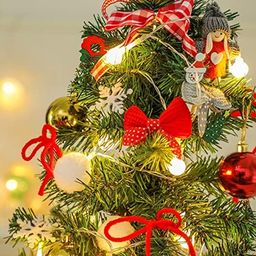 Mini -Natal da PLPLAAOO, pequena árvore de Natal com luzes quentes e ornamentos pendurados, árvore de Natal artificial para decorações