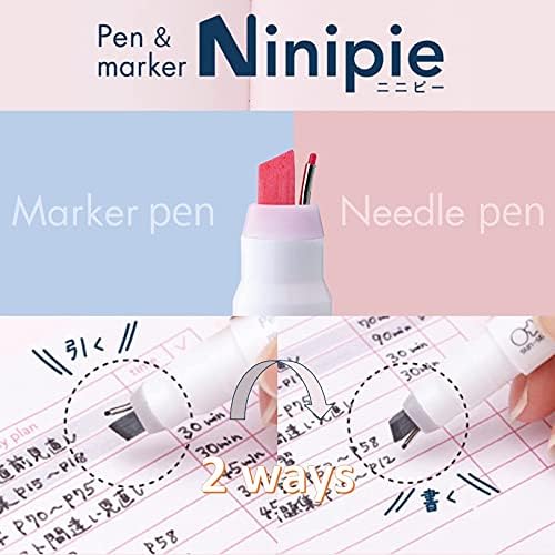 Sun -Star Ninipie Pen & Marker Rosa claro, amarelo claro, cinza - 3 cores suaves Conjunto
