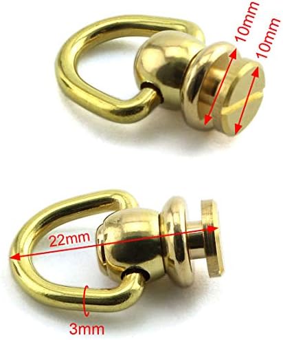 HJ Garden 4pcs bola de bola bola rebate pregos unhas rotatáveis ​​d ring buckle alça de fivela com mini chaves de fenda, artesanato de couro diy acessórios 10x22mm