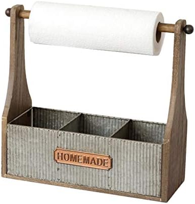 Bandeja de condimento dividido de mesa de madeira rústica com suporte de toalha de papel