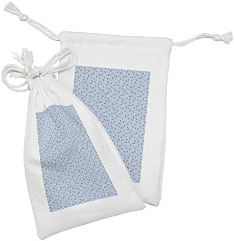 Conjunto de bolsas de tecido de desenho animado de Ambesonne de 2, ilustração do padrão simplista repetitivo do peixe -palhaço subaquático, pequeno saco de cordão para máscaras e favores de produtos de higiene pessoal, 9 x 6, calêndio azul pálido azul
