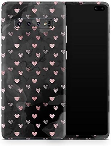 Design Skinz Karamfila Mármore e Rose Gold Hearts V11 Tampa de embrulho de decalque de vinil compatível com Samsung Galaxy S10