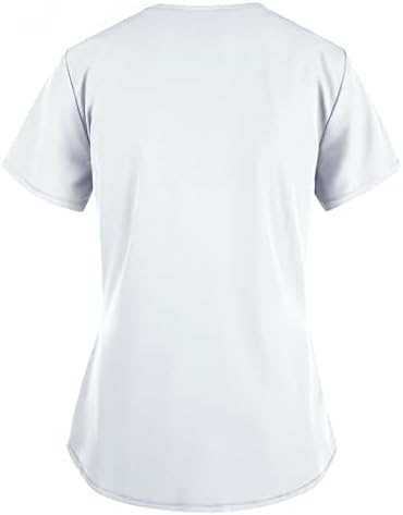 Zdfer feminino manga curta V Tops de pescoço do Dia dos Namorados Impressão de Páscoa Camisetas de camisetas uniformes que